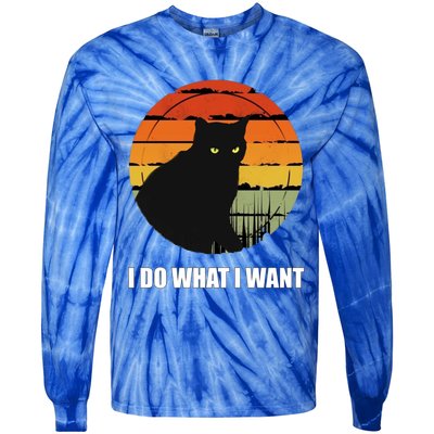 I Do What I Want Vintage Funny Cagreat Gift For Cat Dad/mom Gift Tie-Dye Long Sleeve Shirt