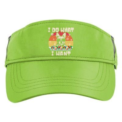 I Do What I Want Frenchie Retro Christmas Style Funny Gift Adult Drive Performance Visor