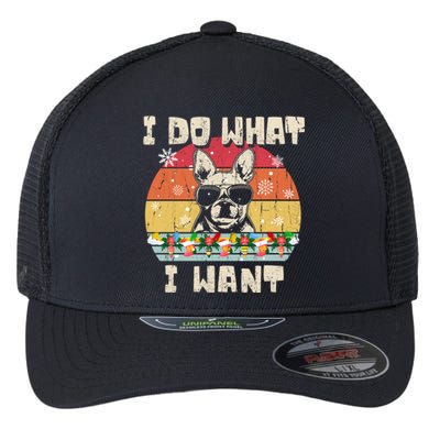 I Do What I Want Frenchie Retro Christmas Style Funny Gift Flexfit Unipanel Trucker Cap