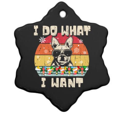 I Do What I Want Frenchie Retro Christmas Style Funny Gift Ceramic Star Ornament