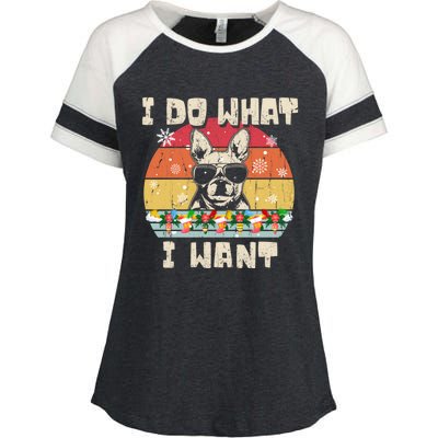 I Do What I Want Frenchie Retro Christmas Style Funny Gift Enza Ladies Jersey Colorblock Tee