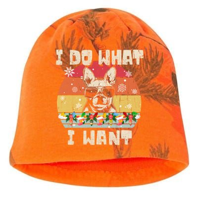 I Do What I Want Frenchie Retro Christmas Style Funny Gift Kati - Camo Knit Beanie