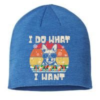 I Do What I Want Frenchie Retro Christmas Style Funny Gift Sustainable Beanie