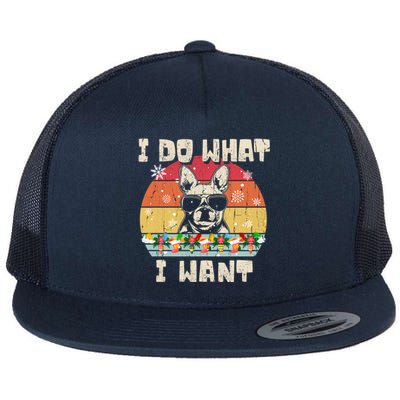 I Do What I Want Frenchie Retro Christmas Style Funny Gift Flat Bill Trucker Hat