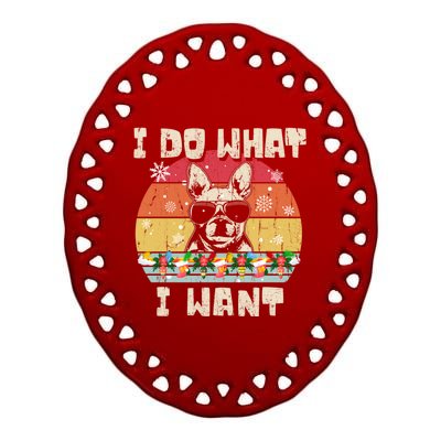 I Do What I Want Frenchie Retro Christmas Style Funny Gift Ceramic Oval Ornament