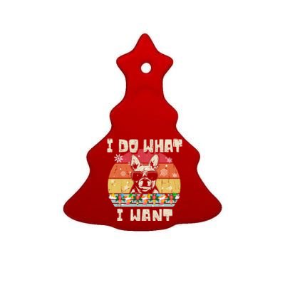 I Do What I Want Frenchie Retro Christmas Style Funny Gift Ceramic Tree Ornament