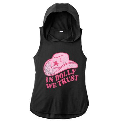 In Dolly We Trust Pink Hat Retro Outfit Dolly Ladies PosiCharge Tri-Blend Wicking Draft Hoodie Tank