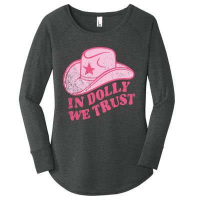 In Dolly We Trust Pink Hat Retro Outfit Dolly Women's Perfect Tri Tunic Long Sleeve Shirt