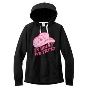 In Dolly We Trust Pink Hat Retro Outfit Dolly Women's Fleece Hoodie