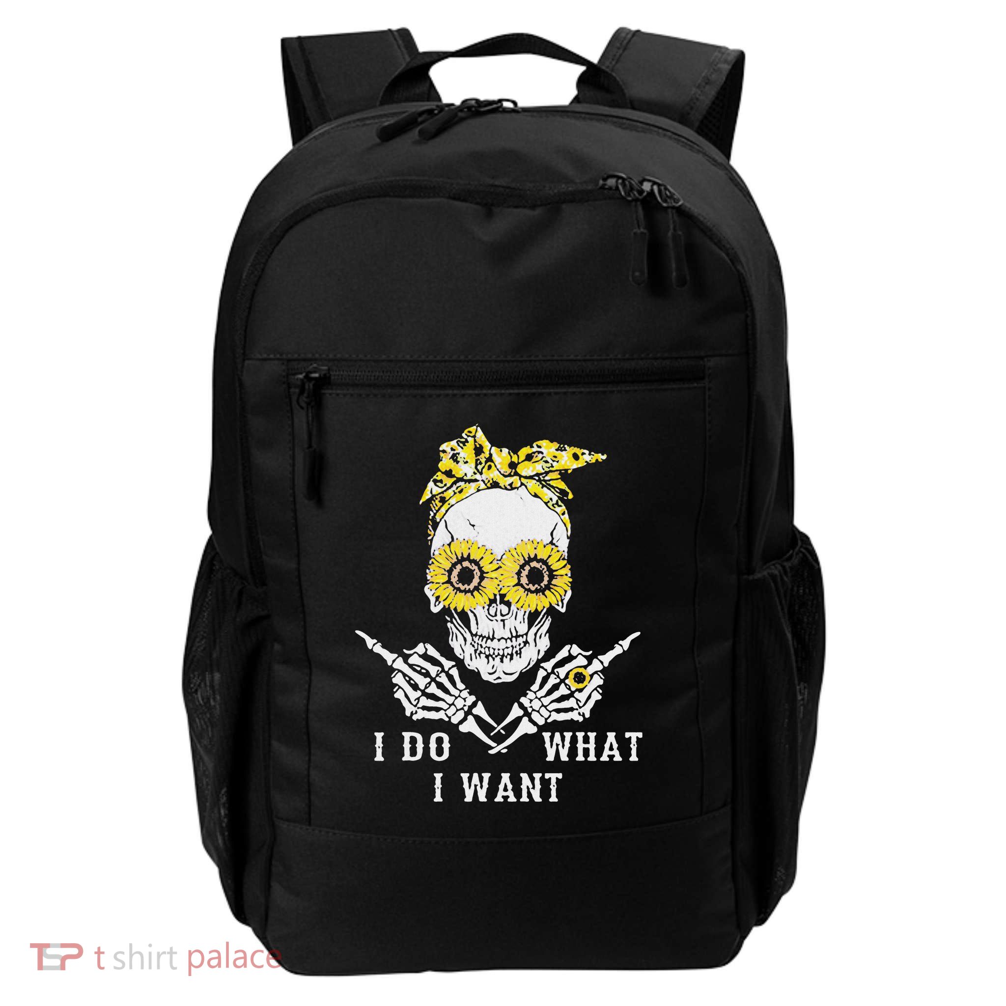 I Do What I Want Skull Sunflower Daily Commute Backpack