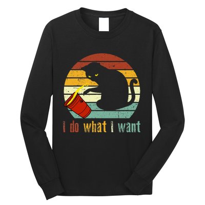 I Do What I Want Cat Coffee Black Cat Red Cup Funny Graphic Long Sleeve Shirt