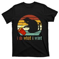 I Do What I Want Cat Coffee Black Cat Red Cup Funny Graphic T-Shirt