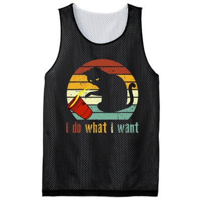 I Do What I Want Cat Coffee Black Cat Red Cup Funny Graphic Mesh Reversible Basketball Jersey Tank