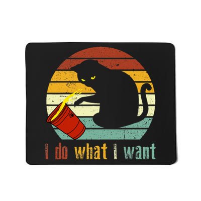 I Do What I Want Cat Coffee Black Cat Red Cup Funny Graphic Mousepad