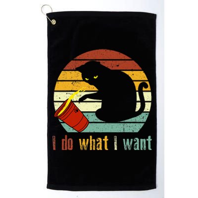 I Do What I Want Cat Coffee Black Cat Red Cup Funny Graphic Platinum Collection Golf Towel