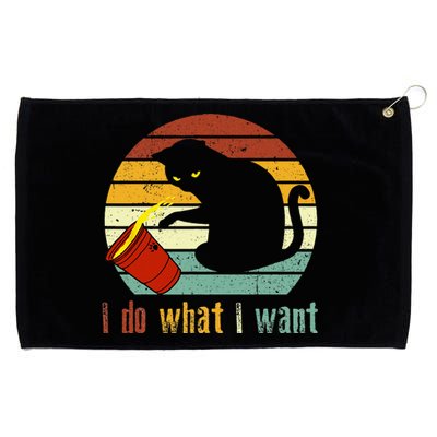 I Do What I Want Cat Coffee Black Cat Red Cup Funny Graphic Grommeted Golf Towel