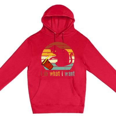 I Do What I Want Cat Coffee Black Cat Red Cup Funny Graphic Premium Pullover Hoodie