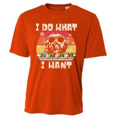 I Do What I Want Havanese Retro Christmas Style Funny Great Gift Cooling Performance Crew T-Shirt