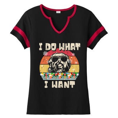 I Do What I Want Havanese Retro Christmas Style Funny Great Gift Ladies Halftime Notch Neck Tee