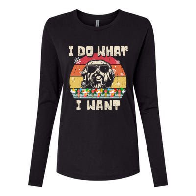 I Do What I Want Havanese Retro Christmas Style Funny Great Gift Womens Cotton Relaxed Long Sleeve T-Shirt