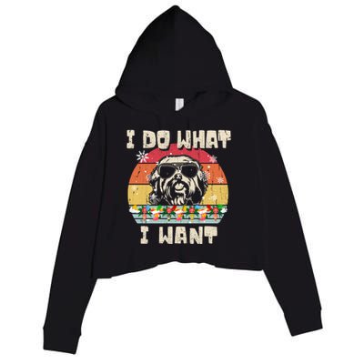 I Do What I Want Havanese Retro Christmas Style Funny Great Gift Crop Fleece Hoodie