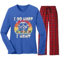 I Do What I Want Havanese Retro Christmas Style Funny Great Gift Women's Long Sleeve Flannel Pajama Set 