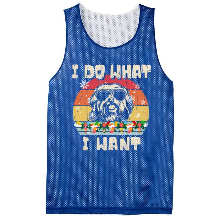 I Do What I Want Havanese Retro Christmas Style Funny Great Gift Mesh Reversible Basketball Jersey Tank