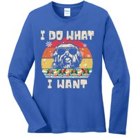 I Do What I Want Havanese Retro Christmas Style Funny Great Gift Ladies Long Sleeve Shirt