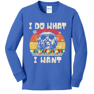 I Do What I Want Havanese Retro Christmas Style Funny Great Gift Kids Long Sleeve Shirt