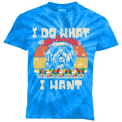 I Do What I Want Havanese Retro Christmas Style Funny Great Gift Kids Tie-Dye T-Shirt