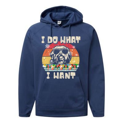 I Do What I Want Havanese Retro Christmas Style Funny Great Gift Performance Fleece Hoodie