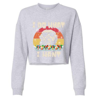 I Do What I Want Havanese Retro Christmas Style Funny Great Gift Cropped Pullover Crew