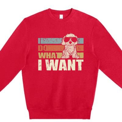 I do what I want funny Cavapoo Vintage Retro Premium Crewneck Sweatshirt