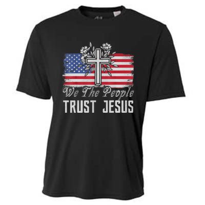 Independence Day We The People Trust Jesus Vintage US Flag Cooling Performance Crew T-Shirt