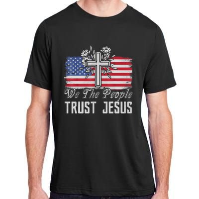 Independence Day We The People Trust Jesus Vintage US Flag Adult ChromaSoft Performance T-Shirt