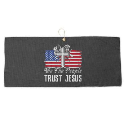 Independence Day We The People Trust Jesus Vintage US Flag Large Microfiber Waffle Golf Towel