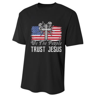 Independence Day We The People Trust Jesus Vintage US Flag Performance Sprint T-Shirt