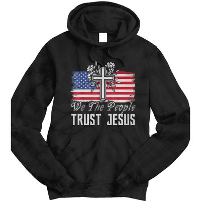 Independence Day We The People Trust Jesus Vintage US Flag Tie Dye Hoodie