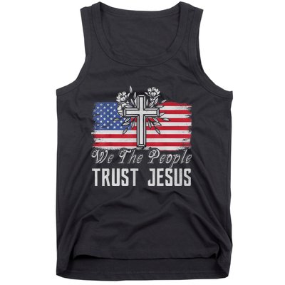 Independence Day We The People Trust Jesus Vintage US Flag Tank Top