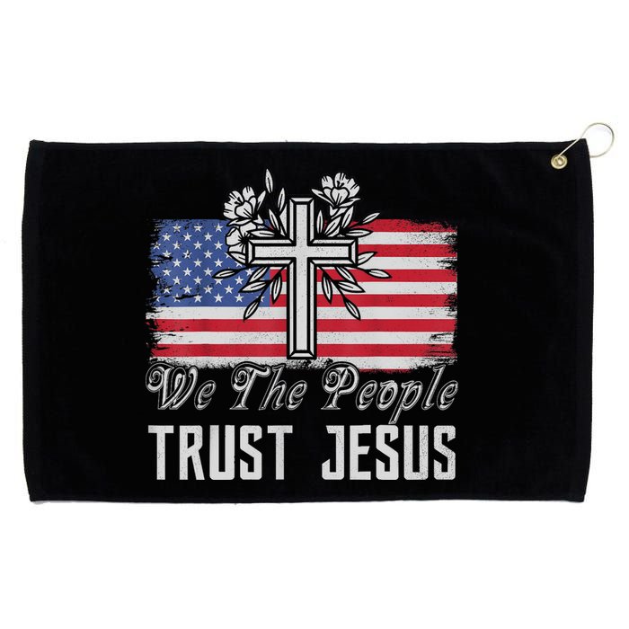 Independence Day We The People Trust Jesus Vintage US Flag Grommeted Golf Towel