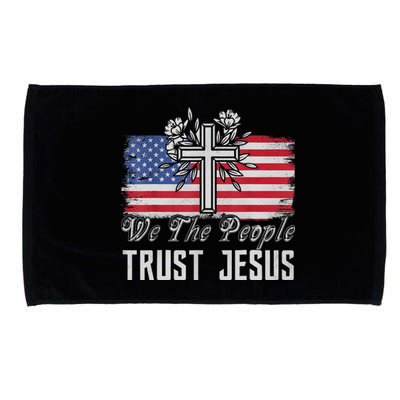 Independence Day We The People Trust Jesus Vintage US Flag Microfiber Hand Towel