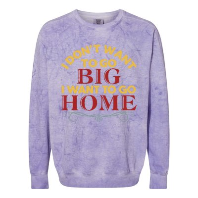 I Don't Want To Go Big I Want To Go Home Colorblast Crewneck Sweatshirt