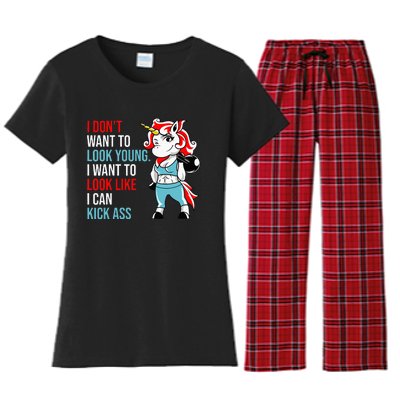 I Don't Want To Look Young I Want To Look Like I Can Kick Women's Flannel Pajama Set