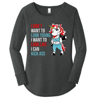 I Don't Want To Look Young I Want To Look Like I Can Kick Women's Perfect Tri Tunic Long Sleeve Shirt