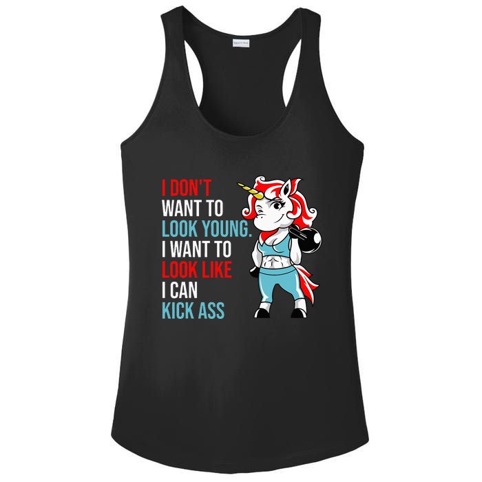 I Don't Want To Look Young I Want To Look Like I Can Kick Ladies PosiCharge Competitor Racerback Tank