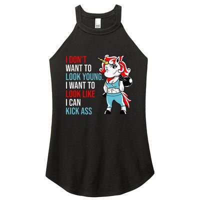 I Don't Want To Look Young I Want To Look Like I Can Kick Women's Perfect Tri Rocker Tank