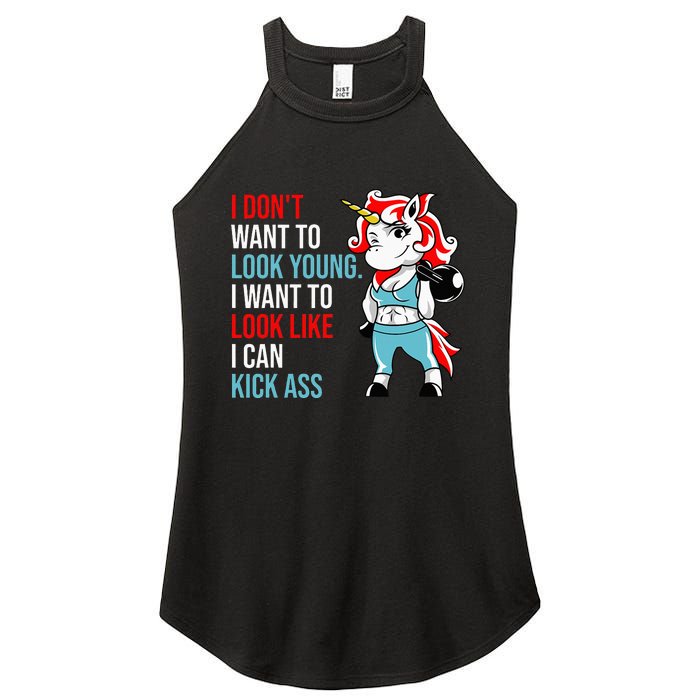 I Don't Want To Look Young I Want To Look Like I Can Kick Women's Perfect Tri Rocker Tank