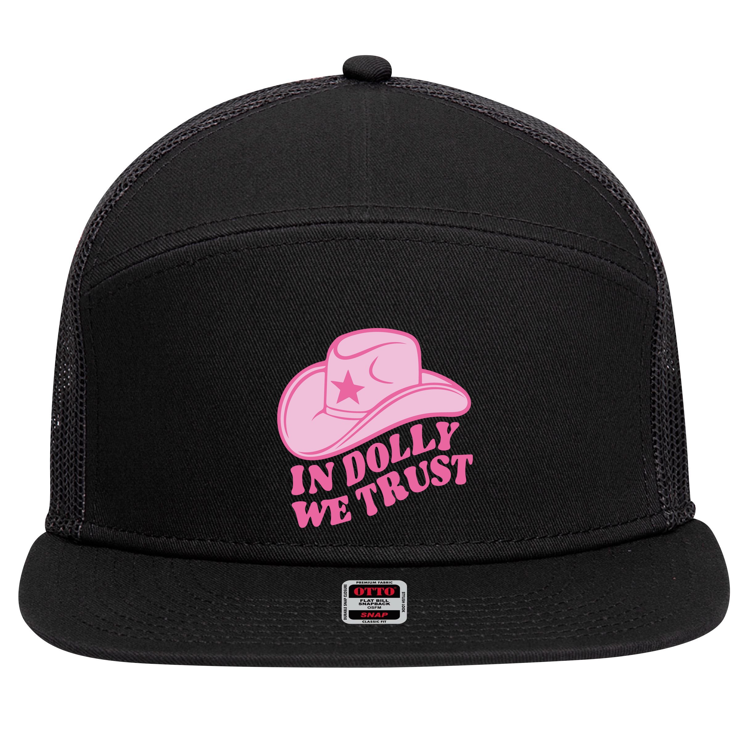 In Dolly We Trust Graphic Tees What Would Dolly Do 7 Panel Mesh Trucker Snapback Hat