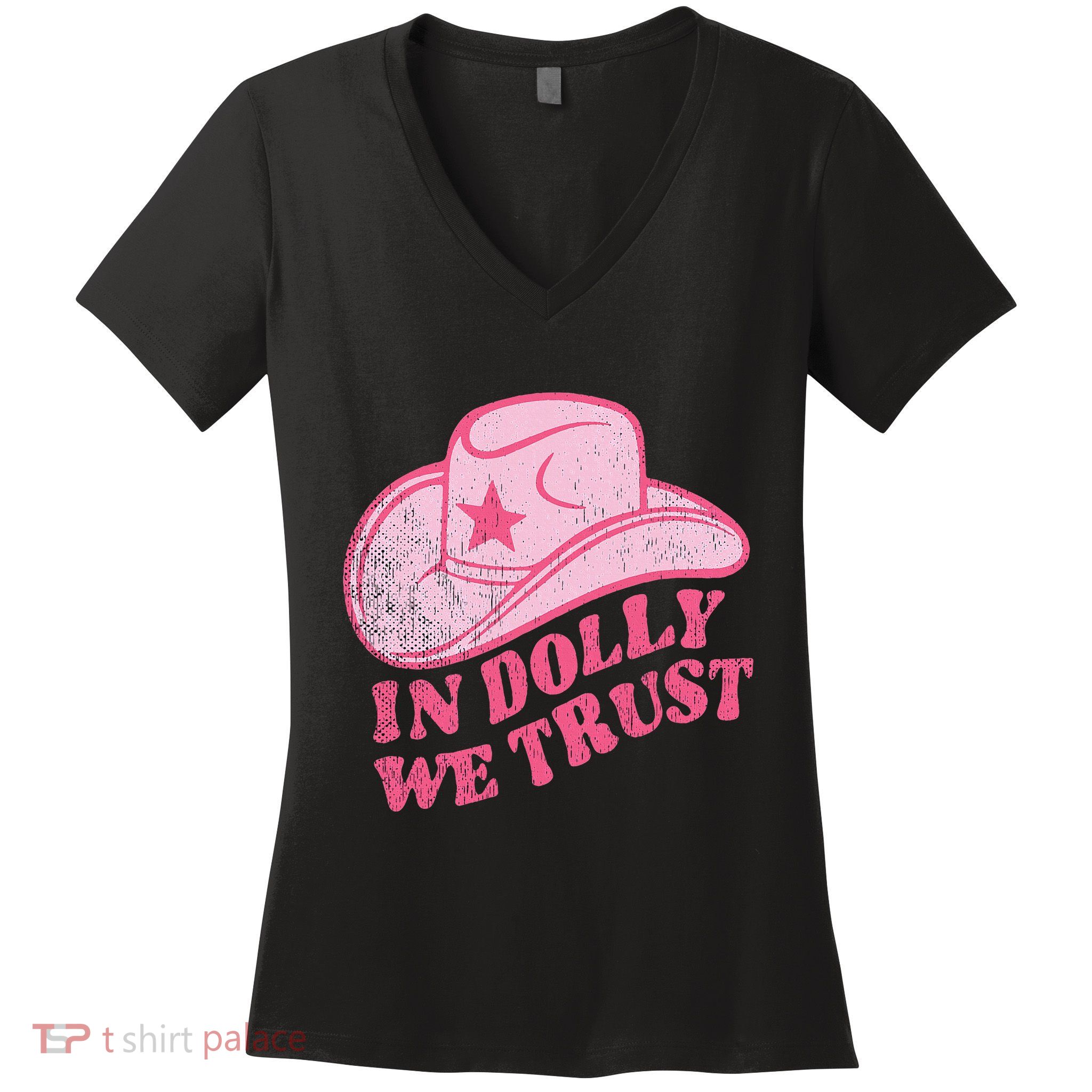 In Dolly We Trust Hat Retro Outfit Dolly Women's V-Neck T-Shirt
