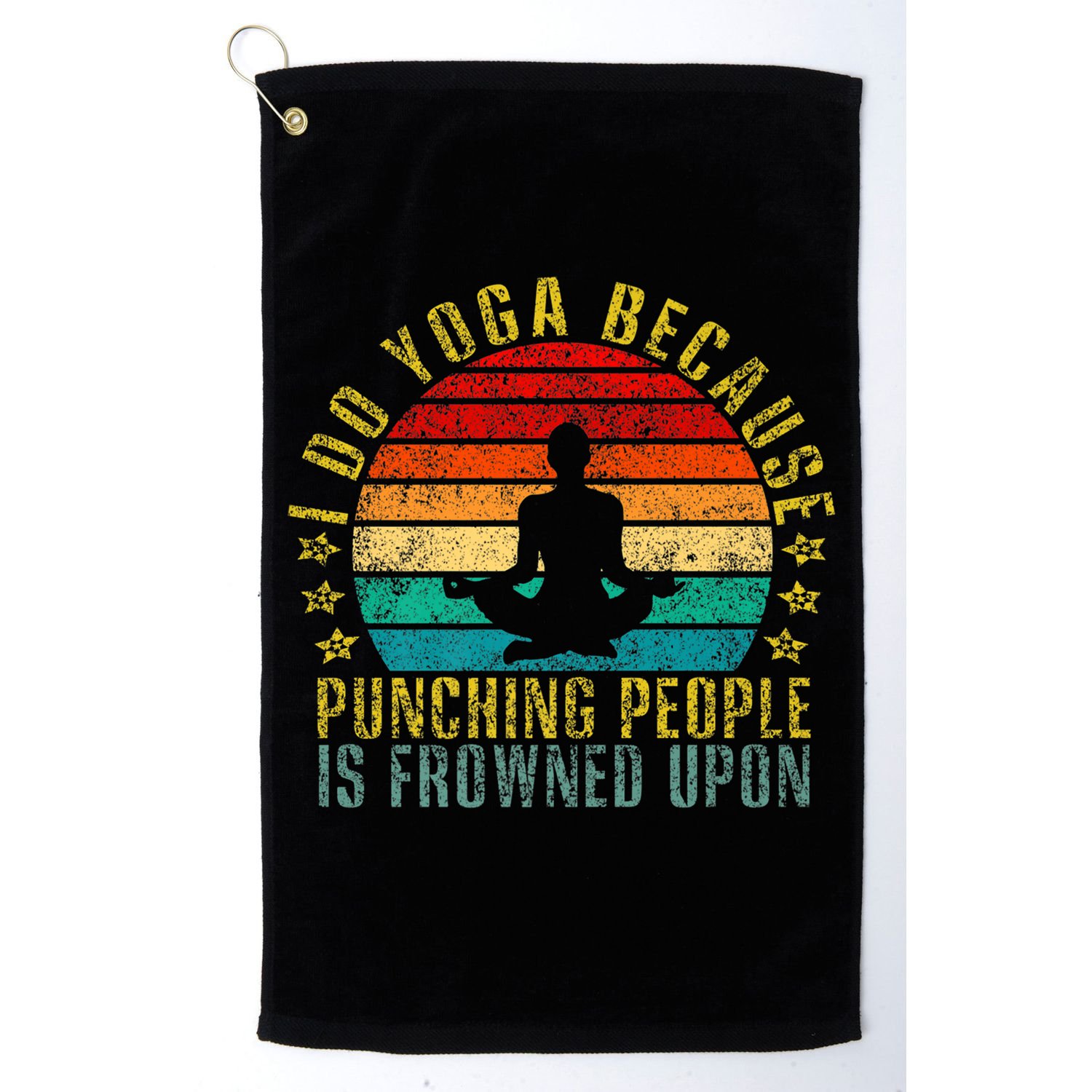 I Do Yoga Because Punching People Is Frowned Upon Retro Cute Gift Golf Towel